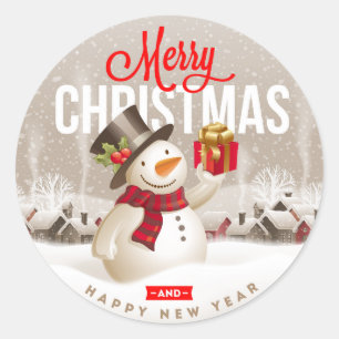 Merry Christmas and happy new year  Classic Round Sticker