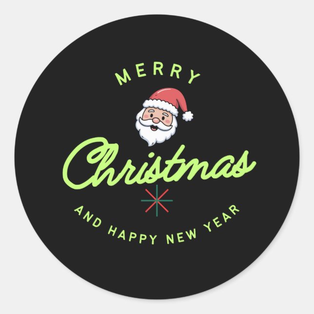 Merry Christmas and Happy New Year Classic Round Sticker (Front)