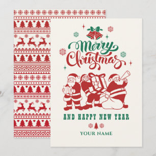 Merry Christmas and happy new year classic santa Holiday Card