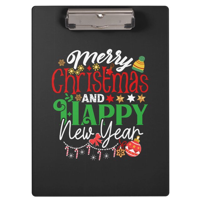 Merry Christmas And Happy New Year Clipboard (Front)