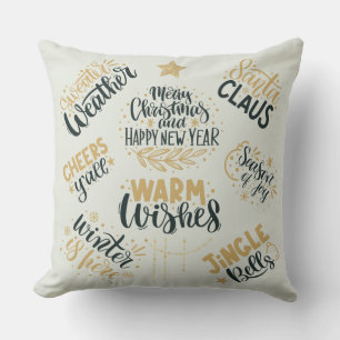 Merry Christmas and Happy New Year Collage Cushion