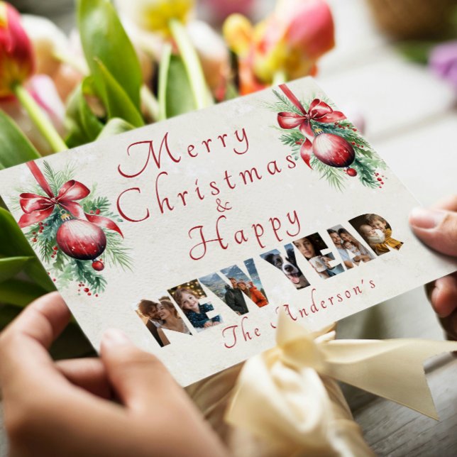 Merry Christmas And Happy New Year Collage Photo Holiday Card (Creator Uploaded)