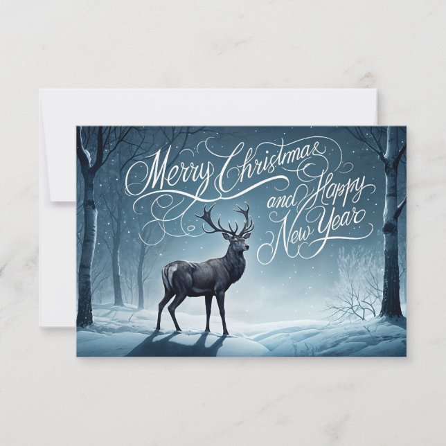 Merry Christmas and Happy New Year Flat Note Card (Front)