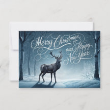 Merry Christmas and Happy New Year Flat Note Card