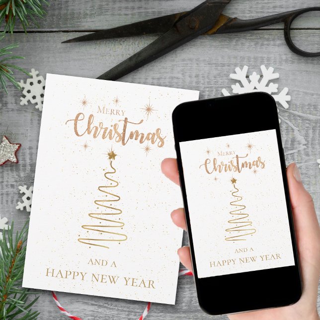 Merry Christmas And Happy New Year Gold Glitter Holiday Card (Merry Christmas And Happy New Year Gold Glitter Holiday Card)