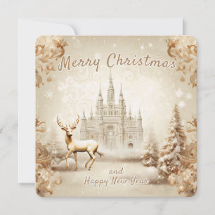 Merry Christmas and Happy New Year greeting card 