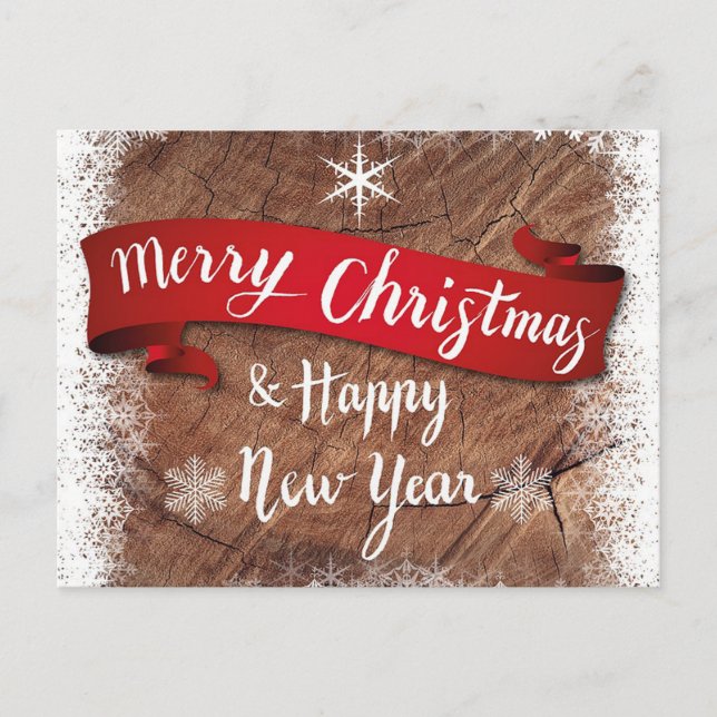 Merry Christmas and Happy New Year Holiday Postcard (Front)