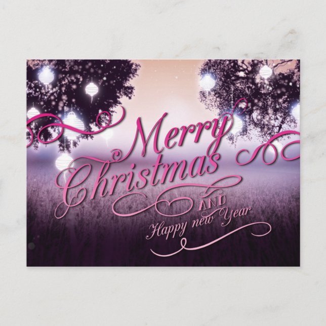 Merry Christmas and Happy New Year Holiday Postcard (Front)
