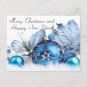 merry christmas and happy new year holiday postcard
