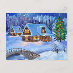 merry christmas and happy new year holiday postcard
