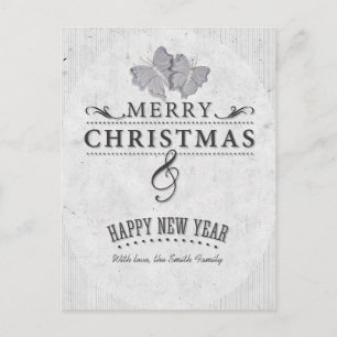 Merry Christmas and Happy New Year Holiday Postcard