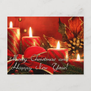 merry christmas and happy new year holiday postcard