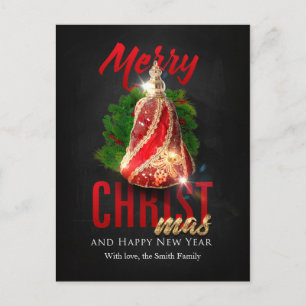 Merry Christmas and Happy New Year Holiday Postcard