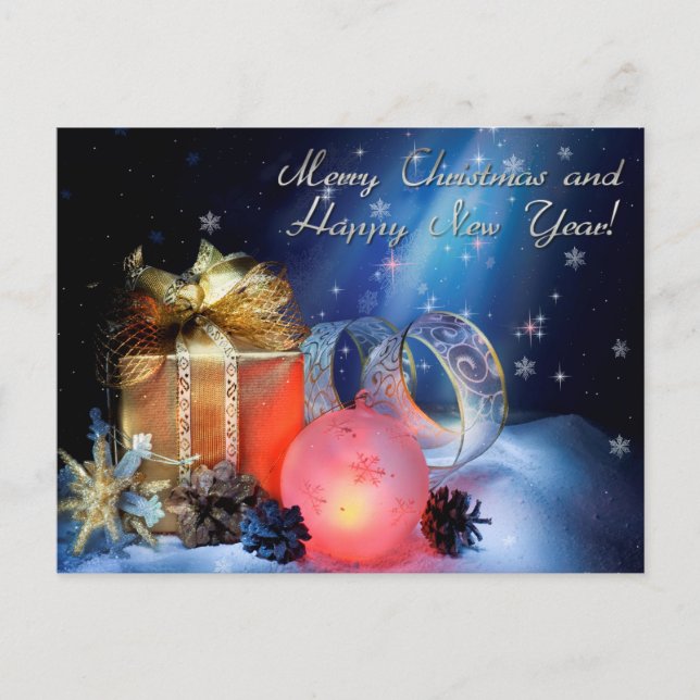 merry christmas and happy new year holiday postcard (Front)