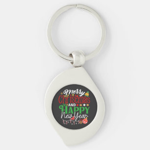 Merry Christmas And Happy New Year Key Ring