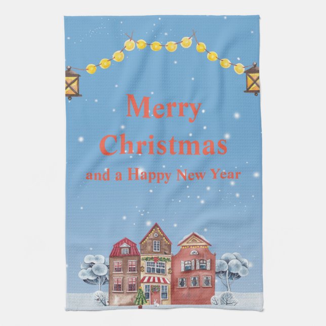 Merry Christmas and Happy New Year Kitchen Towels (Vertical)