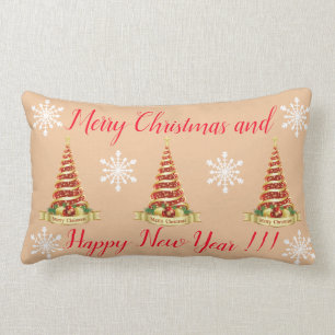 Merry Christmas and Happy New Year Lumbar Cushion