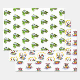 Merry Christmas and Happy New Year Mice Wrapping Paper Sheet
