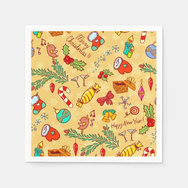 Merry Christmas And Happy New Year Napkin (Front)