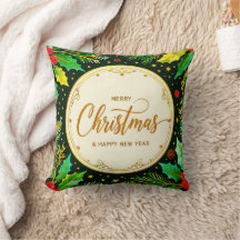 Merry Christmas and Happy New Year Pillow