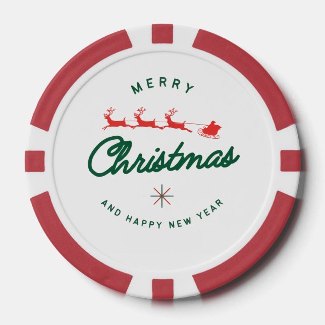 Merry Christmas and happy New Year  Poker Chips (Front)