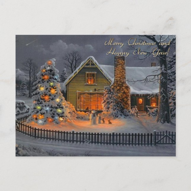 Merry Christmas and Happy New Year Postcard (Front)