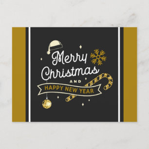 Merry Christmas And Happy New Year Postcard