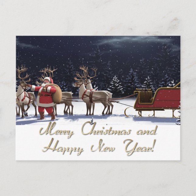 Merry Christmas and Happy New Year Postcard (Front)