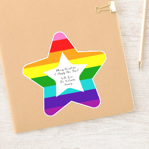Merry Christmas and Happy New Year Rainbow Star