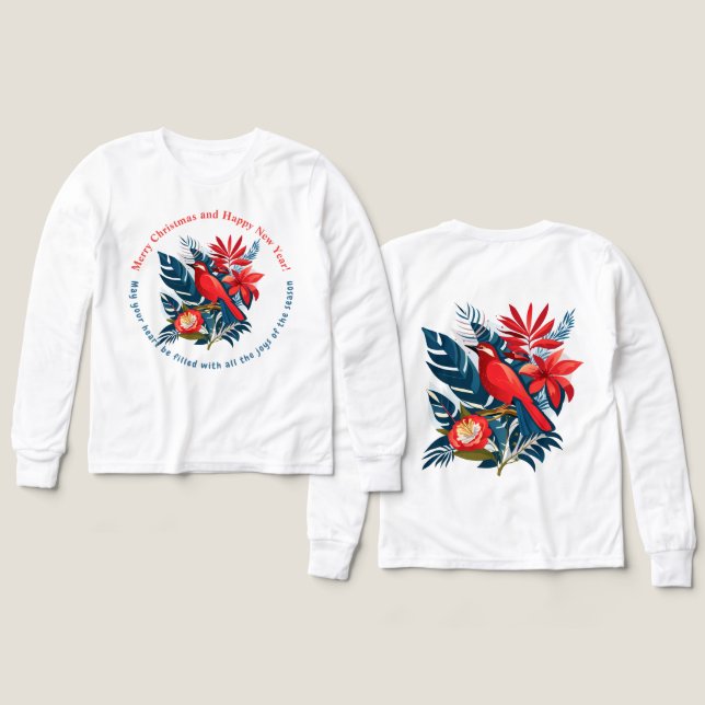 Merry Christmas and Happy New Year! Red Bird BOHO (Design Front & Back)