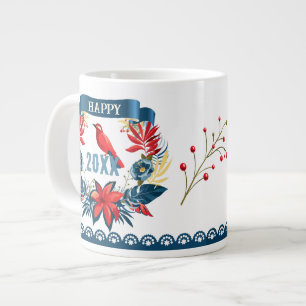 Merry Christmas and Happy New Year! Red Bird Large Coffee Mug