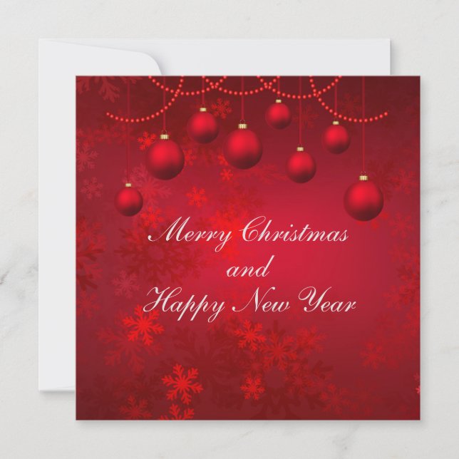 Merry Christmas and Happy New Year red Holiday Card (Front)