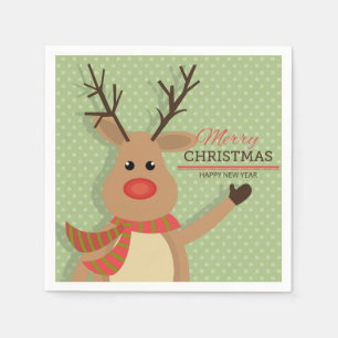 Merry Christmas and Happy New Year Reindeer Napkin