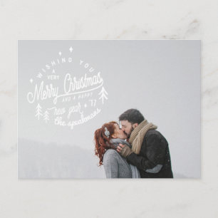 merry christmas and happy new year retro postcard