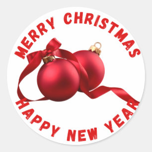 Merry Christmas and Happy New Year Round Sticker