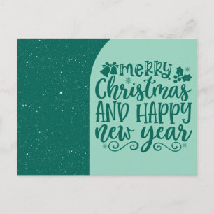 Merry Christmas and Happy New Year Script Postcard