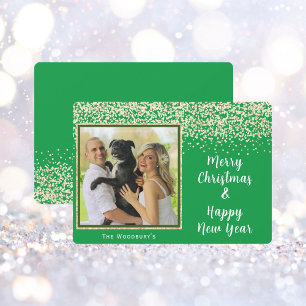 Merry Christmas And Happy New Year Single Photo Holiday Card