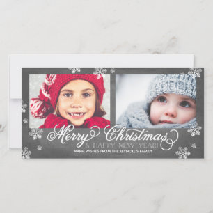 Merry Christmas and Happy New Year Snowflakes Holiday Card