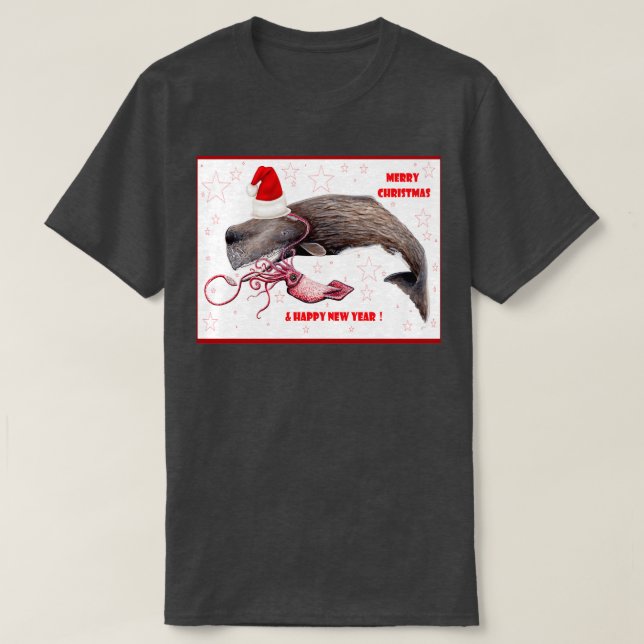 Merry Christmas and happy new year sperm whale for T-Shirt (Design Front)