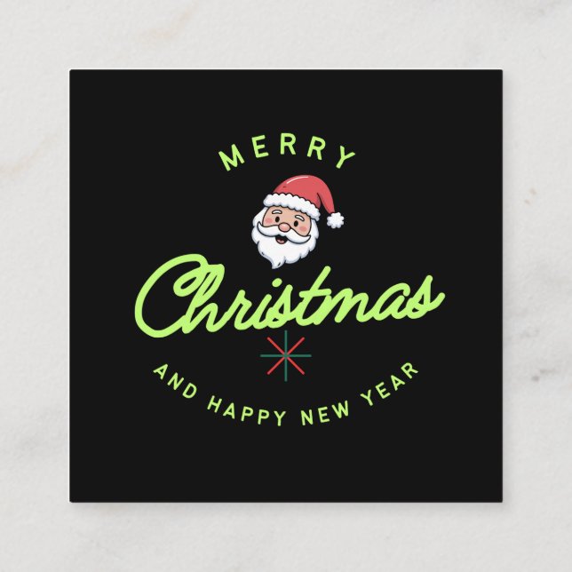 Merry Christmas and Happy New Year Square Business Card (Back)