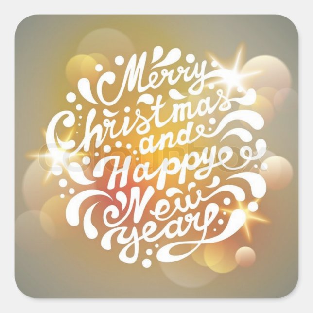 Merry Christmas and Happy New Year Square Sticker (Front)