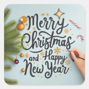 merry Christmas and happy new year Square Sticker