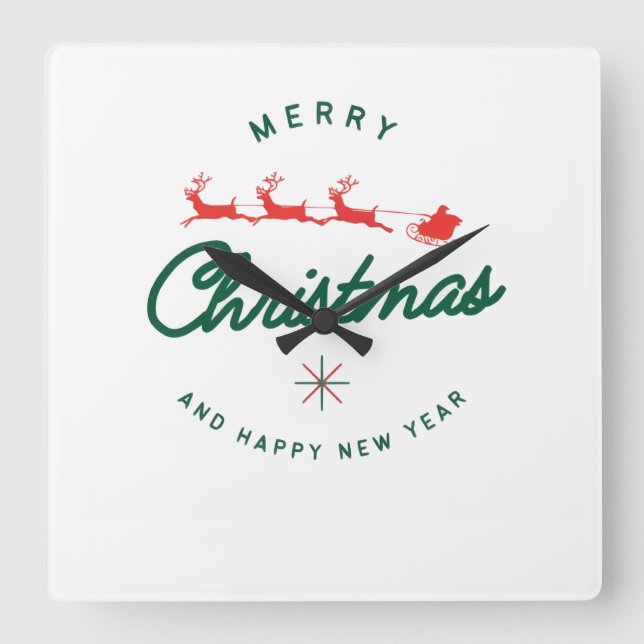 Merry Christmas and happy New Year  Square Wall Clock (Front)