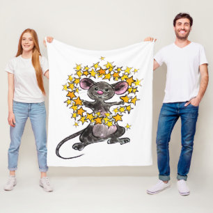 Merry Christmas and Happy New Year Star Mouse Fleece Blanket