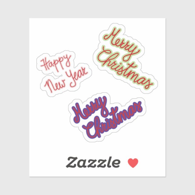 Merry Christmas and Happy New Year Stickers (Sheet)