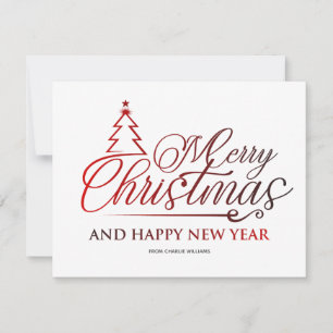 Merry Christmas and Happy New Year Typography Card