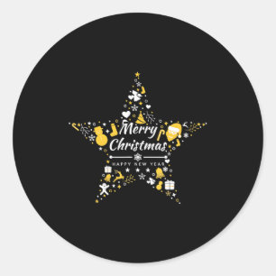 Merry Christmas And Happy New Year Xmas Star Classic Round Sticker