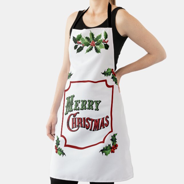 Merry Christmas and Holly Apron (Insitu)