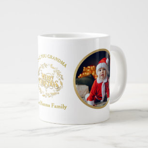Merry Christmas and Love You Grandma   Two Photos Large Coffee Mug