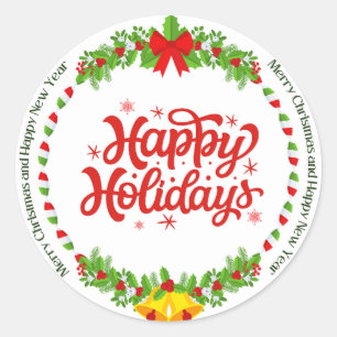 Merry Christmas and New Year Classic Round Sticker